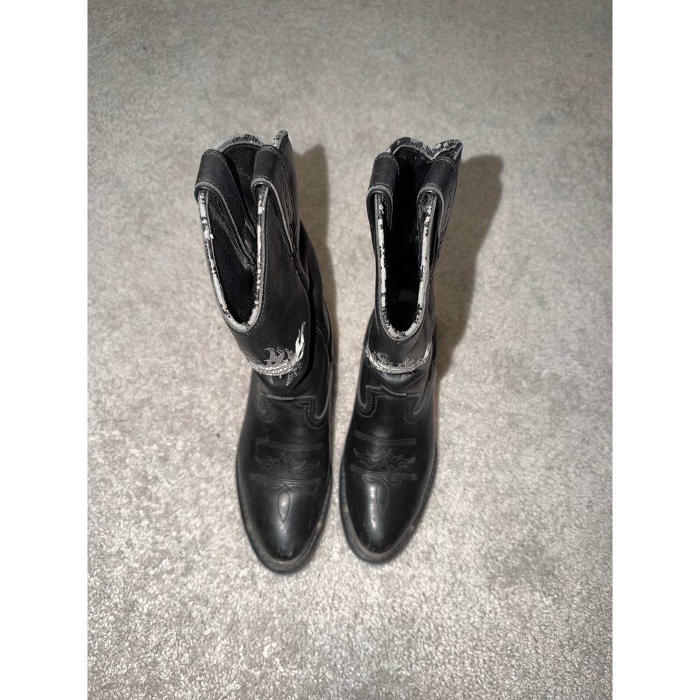 Harley-Davidson Womens Black Leather Flame Biker Boots D82074 Size 7.5